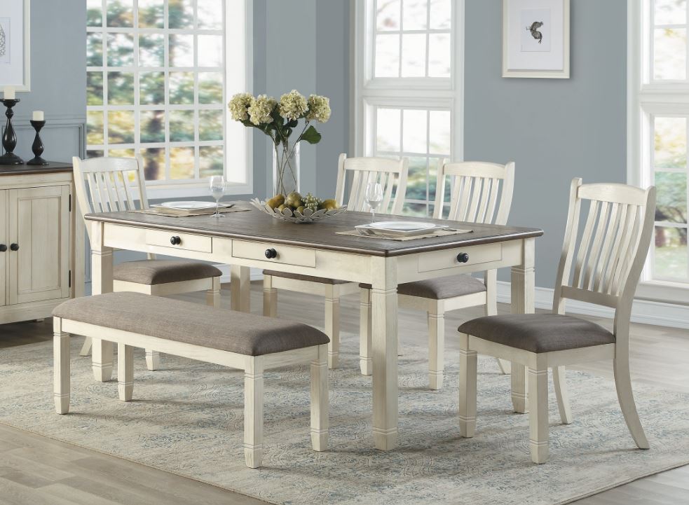 Granbury Collection Table with bench and 4 chairs 