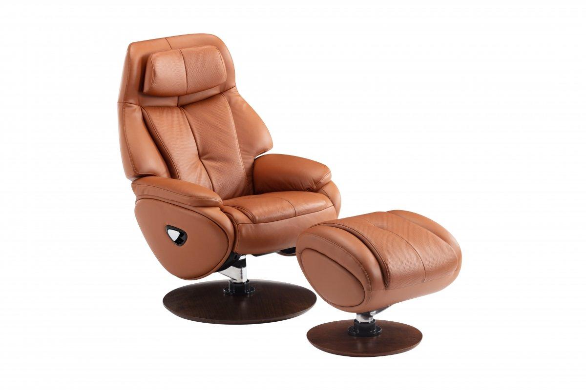 Capri Leather Pedestal Chair & Ottoman