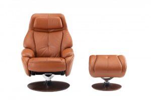 Capri Leather Pedestal Chair & Ottoman