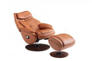 Capri Leather Pedestal Chair & Ottoman