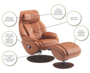 Capri Leather Pedestal Chair & Ottoman