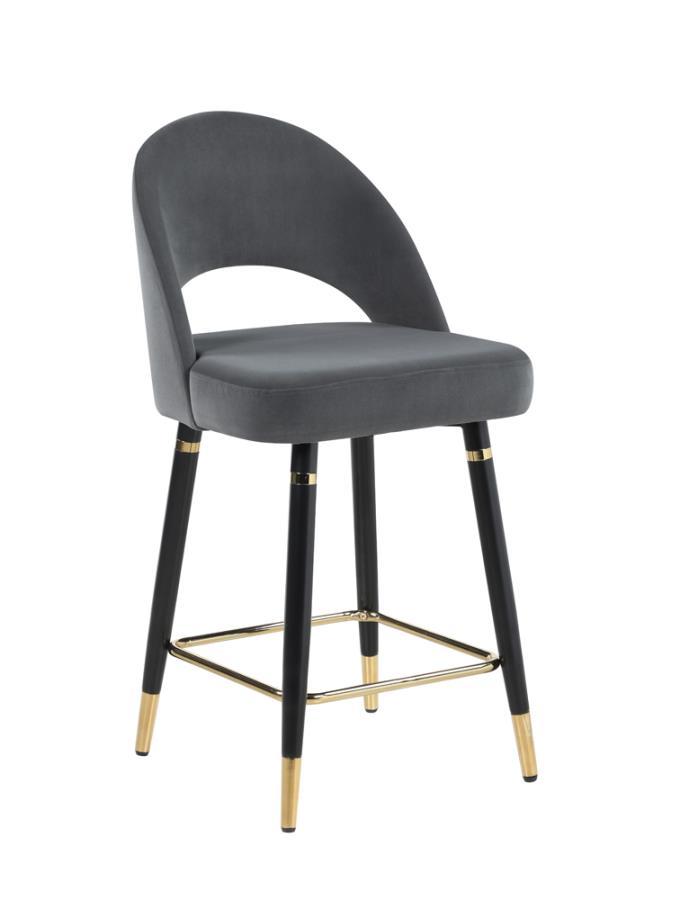 Arched Back Grey Upholstered Counter Height Stool