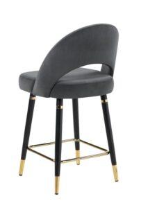 Arched Back Grey Upholstered Counter Height Stool