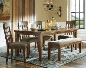 Flaybern Dining Table and 4 Chairs and Bench