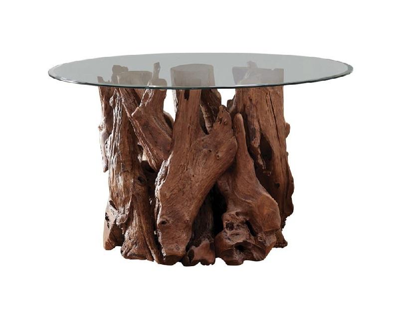 Teak Root Glass Top Table