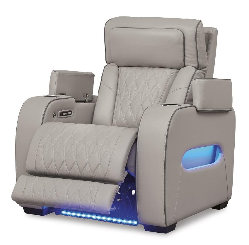 Bellington Leather Power Recliner with Heat & Massage