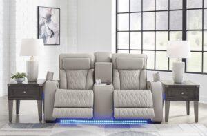 Bellington Leather Power Reclining Loveseat with Heat & Air Massage